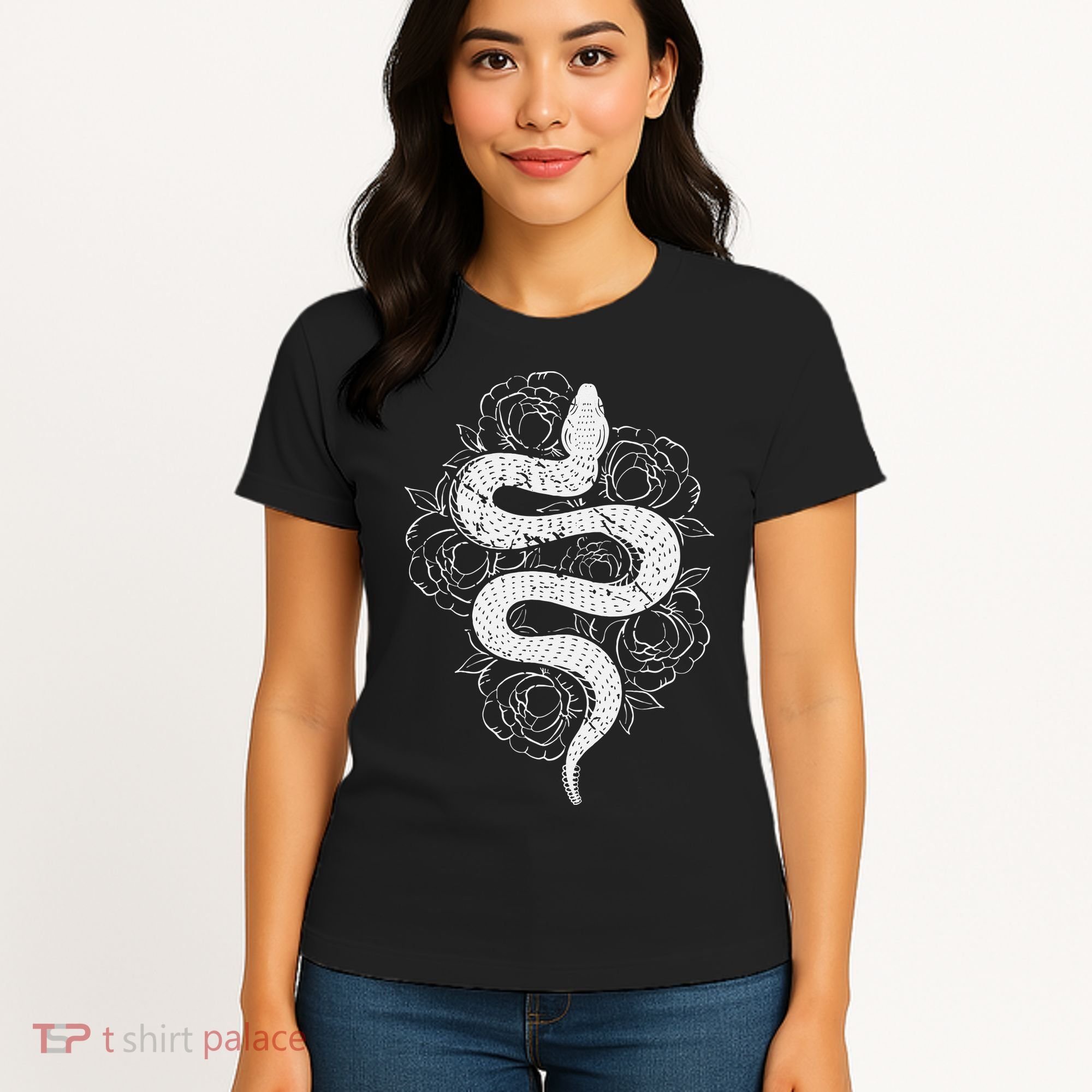 Reptile Snake Whisperer Rose Flower Snake Women's T-Shirt