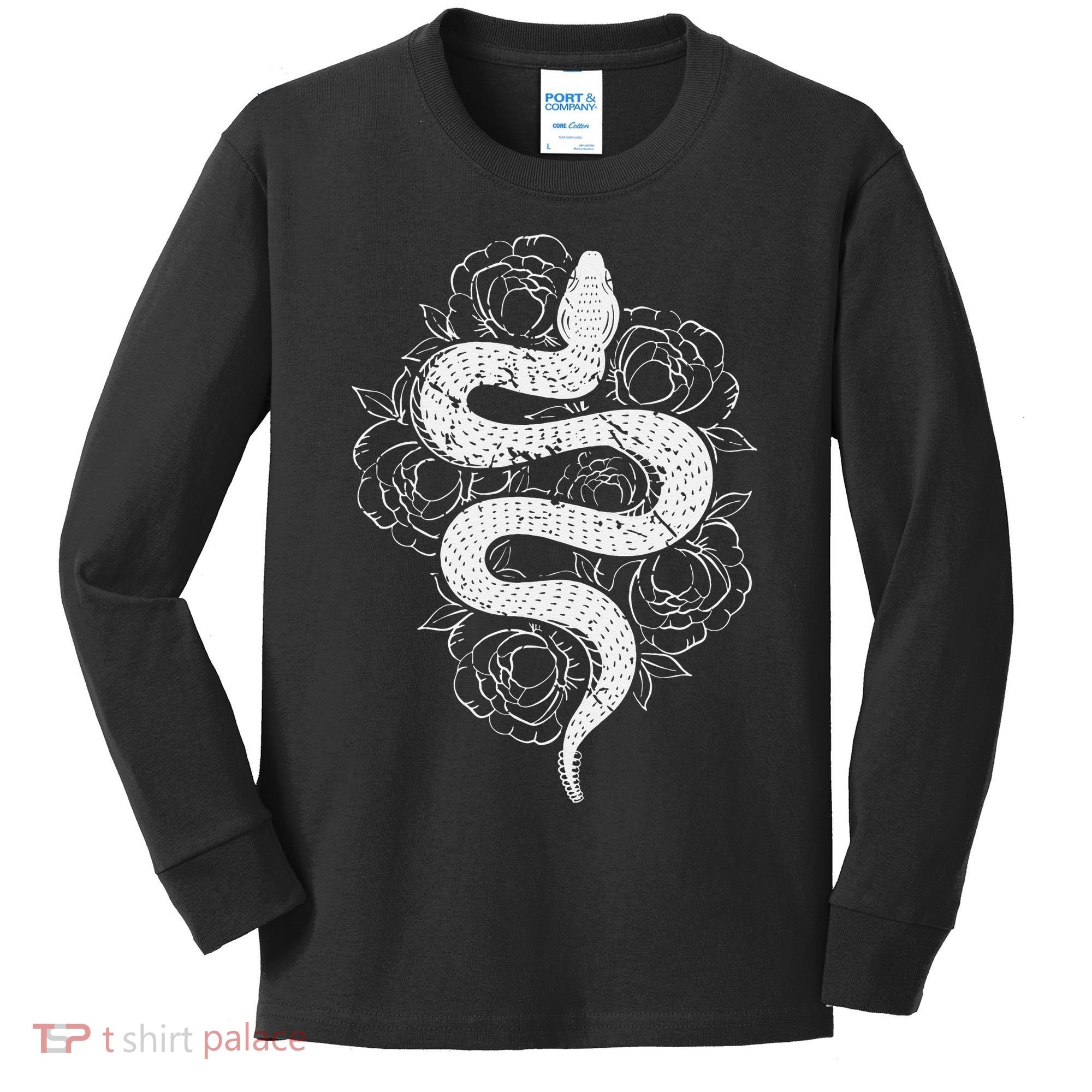 Reptile Snake Whisperer Rose Flower Snake Kids Long Sleeve Shirt