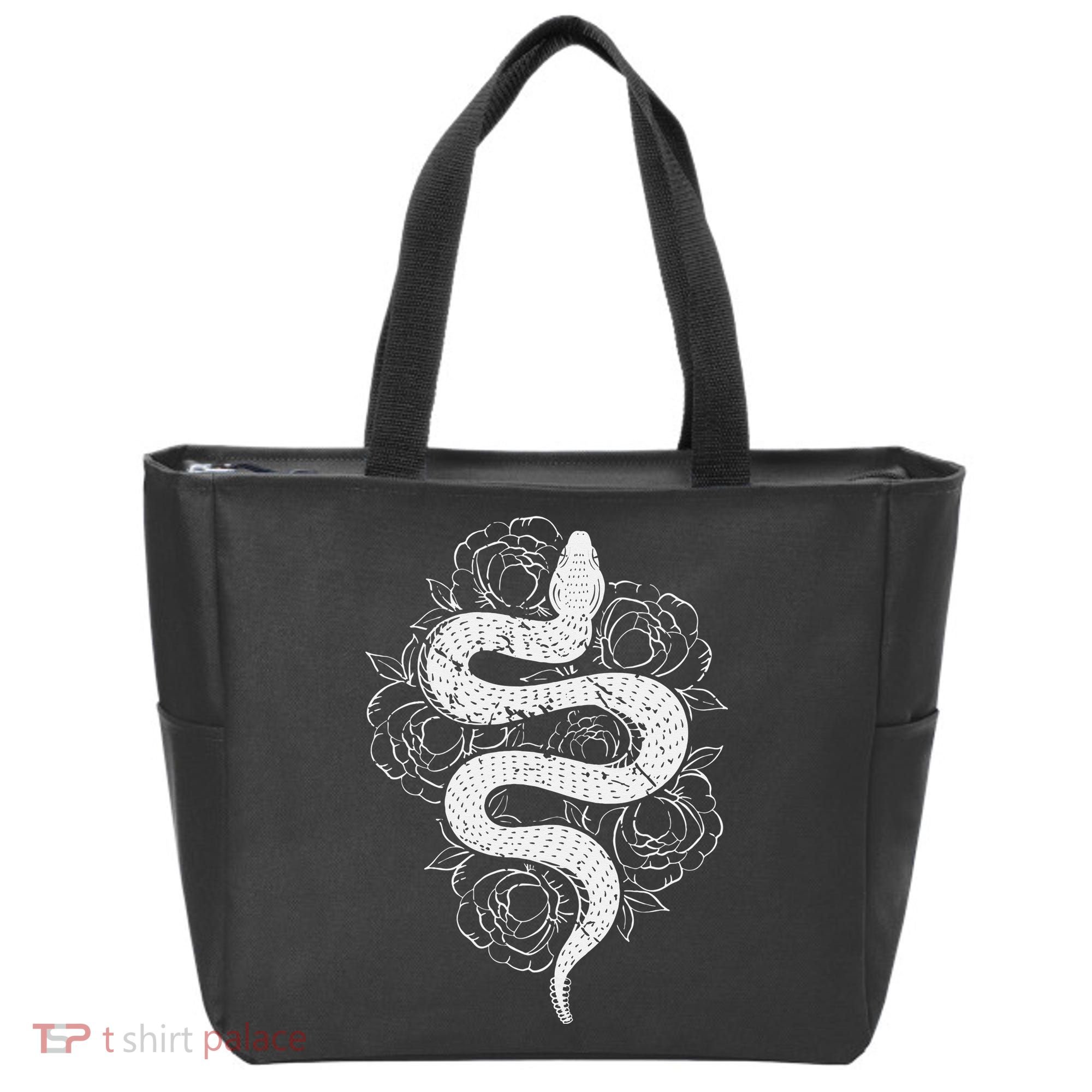 Reptile Snake Whisperer Rose Flower Snake Tote Bag