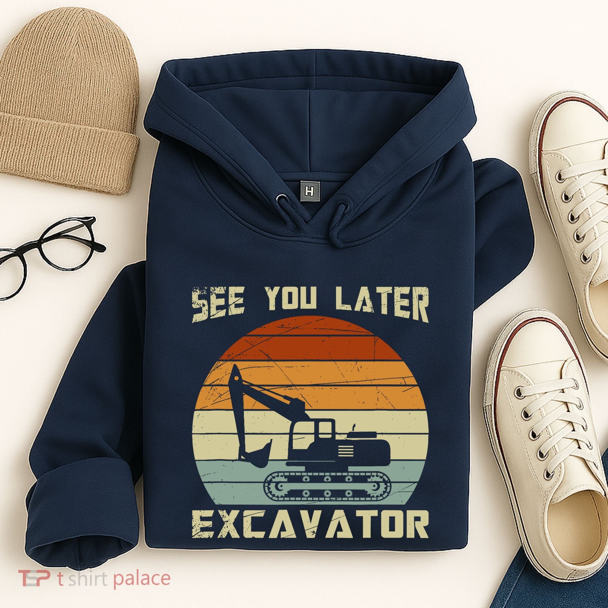 Retro See You Later Excavator Hoodie