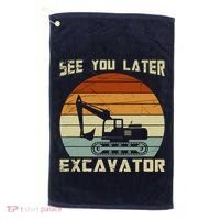 Retro See You Later Excavator Golf Towel thumb 0