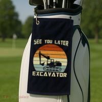 Retro See You Later Excavator Golf Towel thumb 2