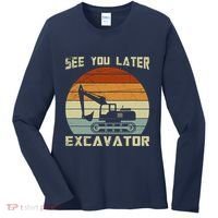 Retro See You Later Excavator Women's Long Sleeve Shirt thumb 0