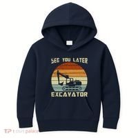 Retro See You Later Excavator Kids Hoodie thumb 0