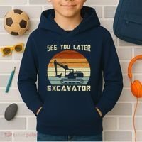 Retro See You Later Excavator Kids Hoodie thumb 2
