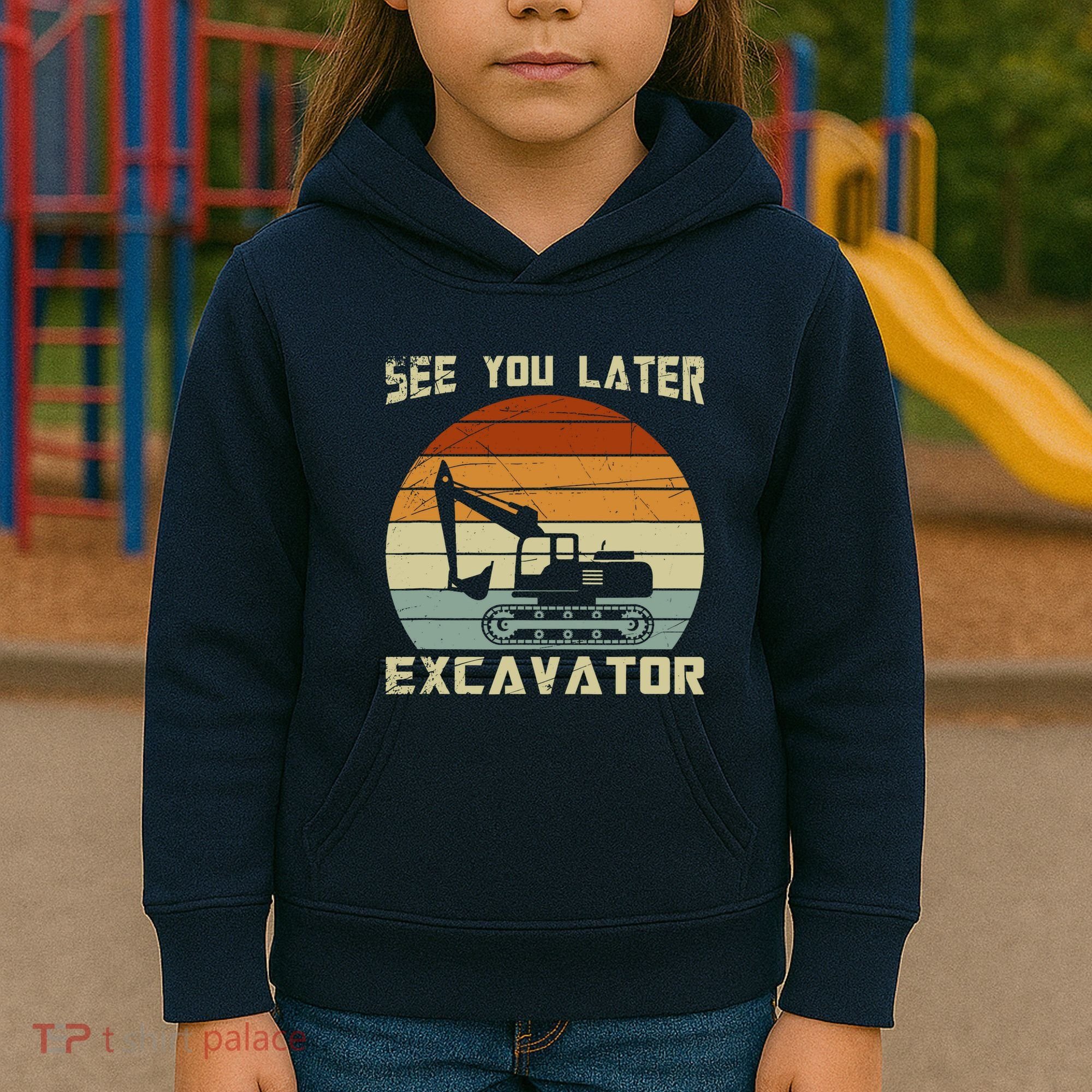 Retro See You Later Excavator Kids Hoodie