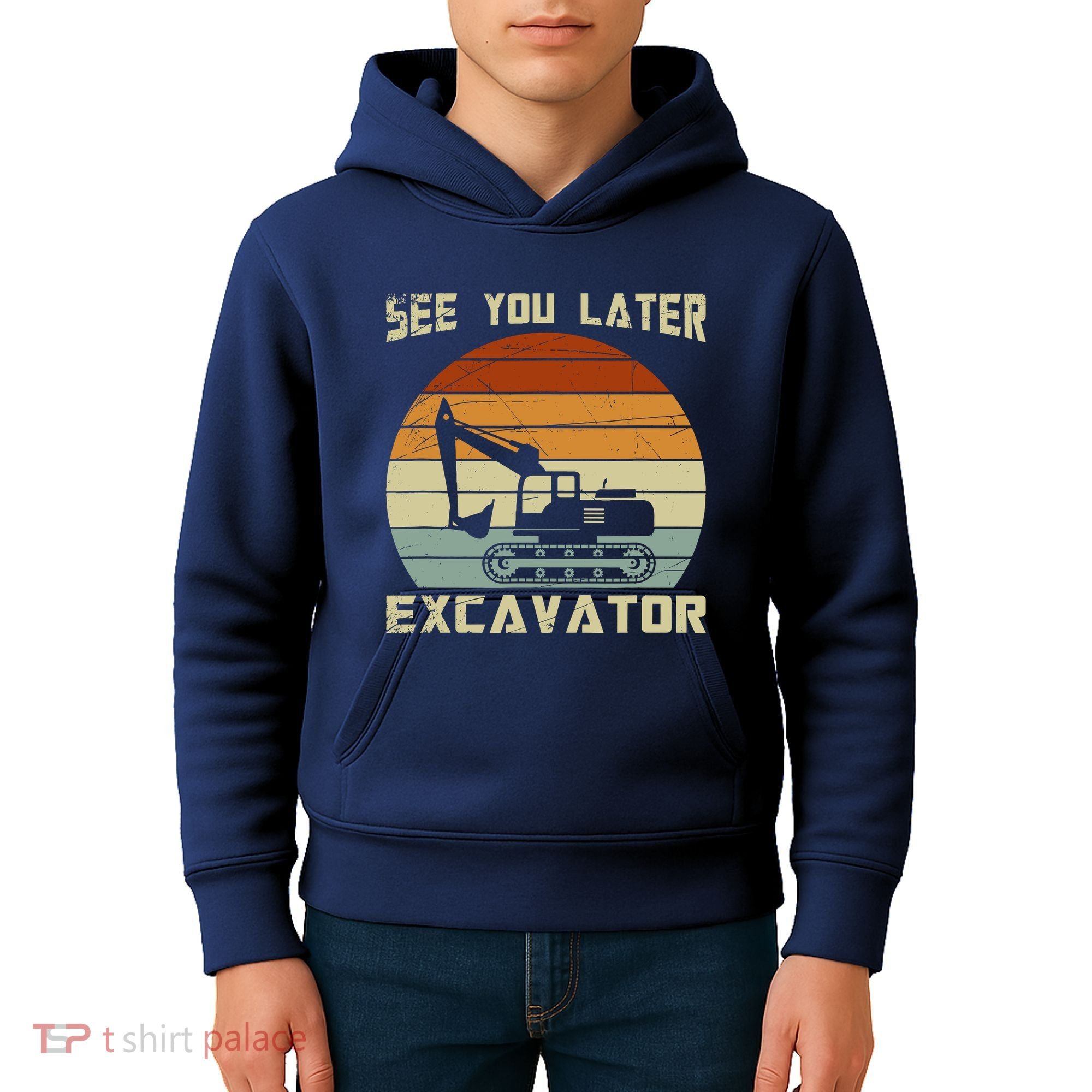 Retro See You Later Excavator Kids Hoodie