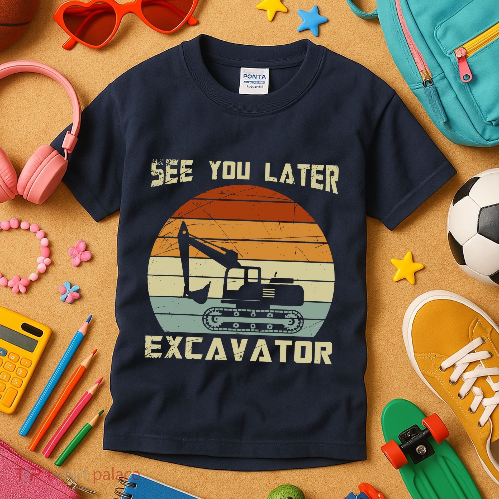 Retro See You Later Excavator Kids T-Shirt