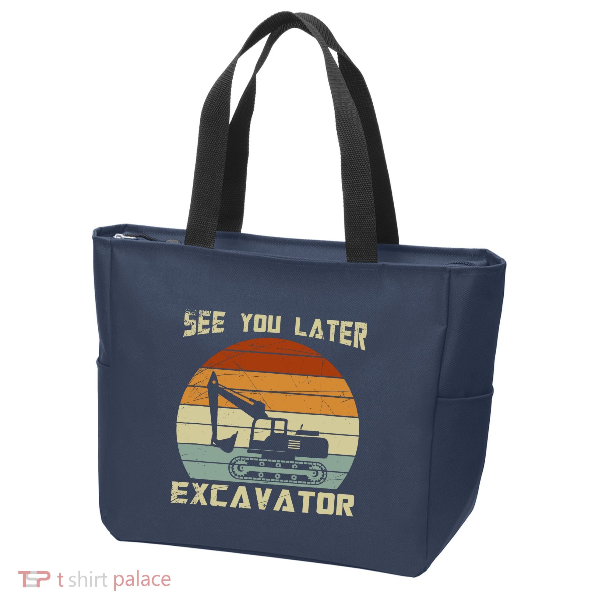 Retro See You Later Excavator Tote Bag