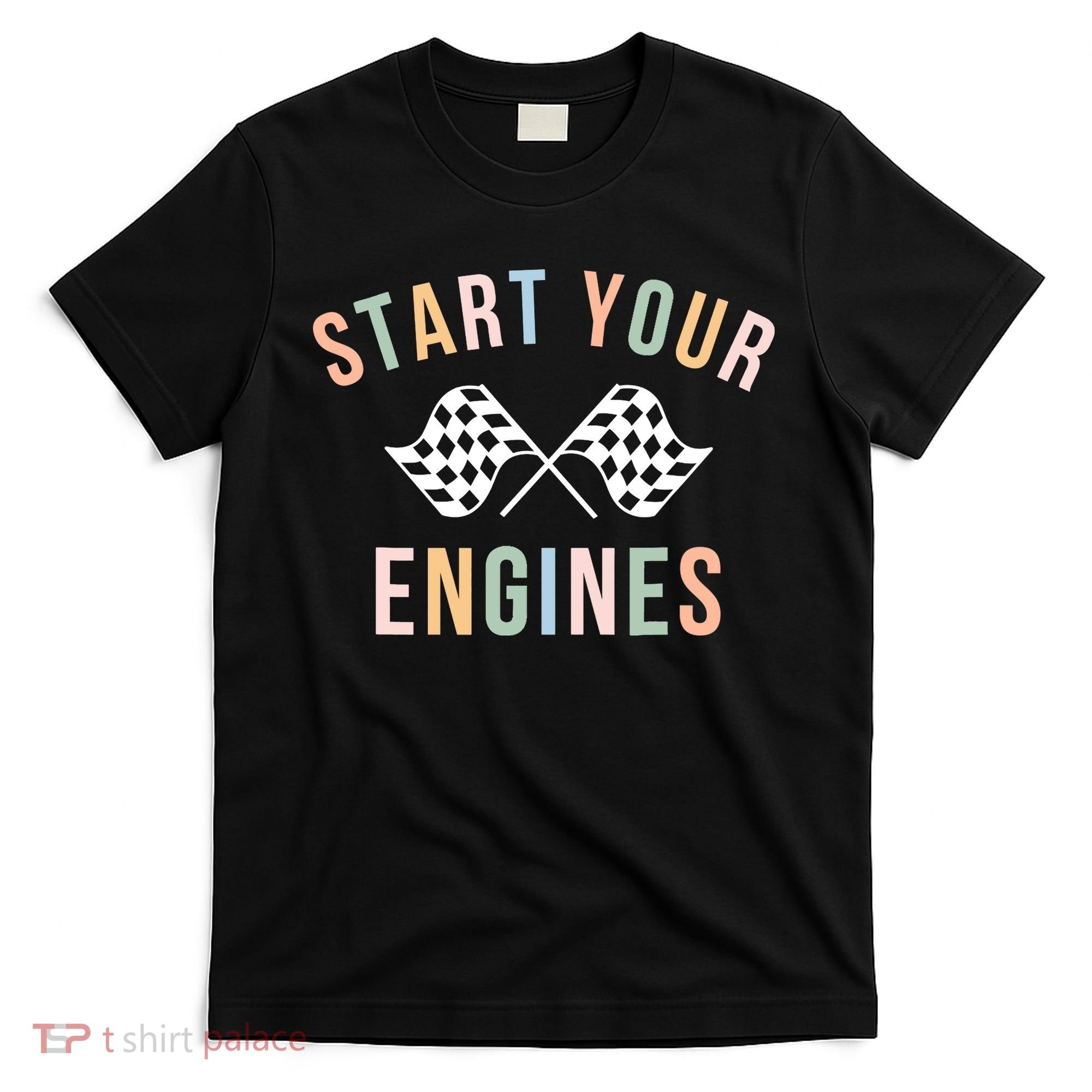 Retro Start Your Engines Checkered Flag Raceday Vintage T-Shirt