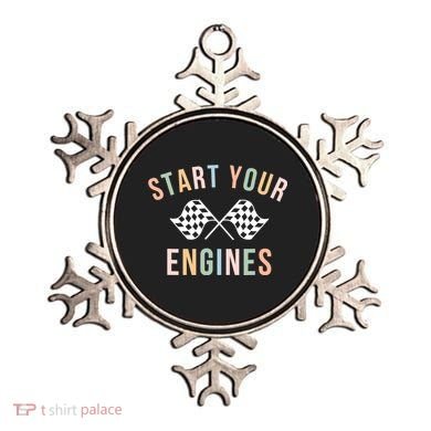 Retro Start Your Engines Checkered Flag Raceday Vintage Ornament