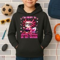 Ready To 1st Grade Axolotl Question First Day Of School Kids Hoodie thumb 2