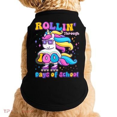 Rollin Through 100 Days Of School Roller Skating Unicorn Doggie Tank