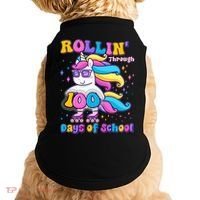 Rollin Through 100 Days Of School Roller Skating Unicorn Doggie Tank thumb 0