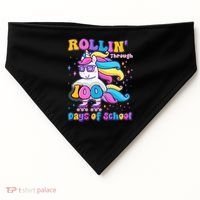 Rollin Through 100 Days Of School Roller Skating Unicorn USA-Made Doggie Bandana thumb 0