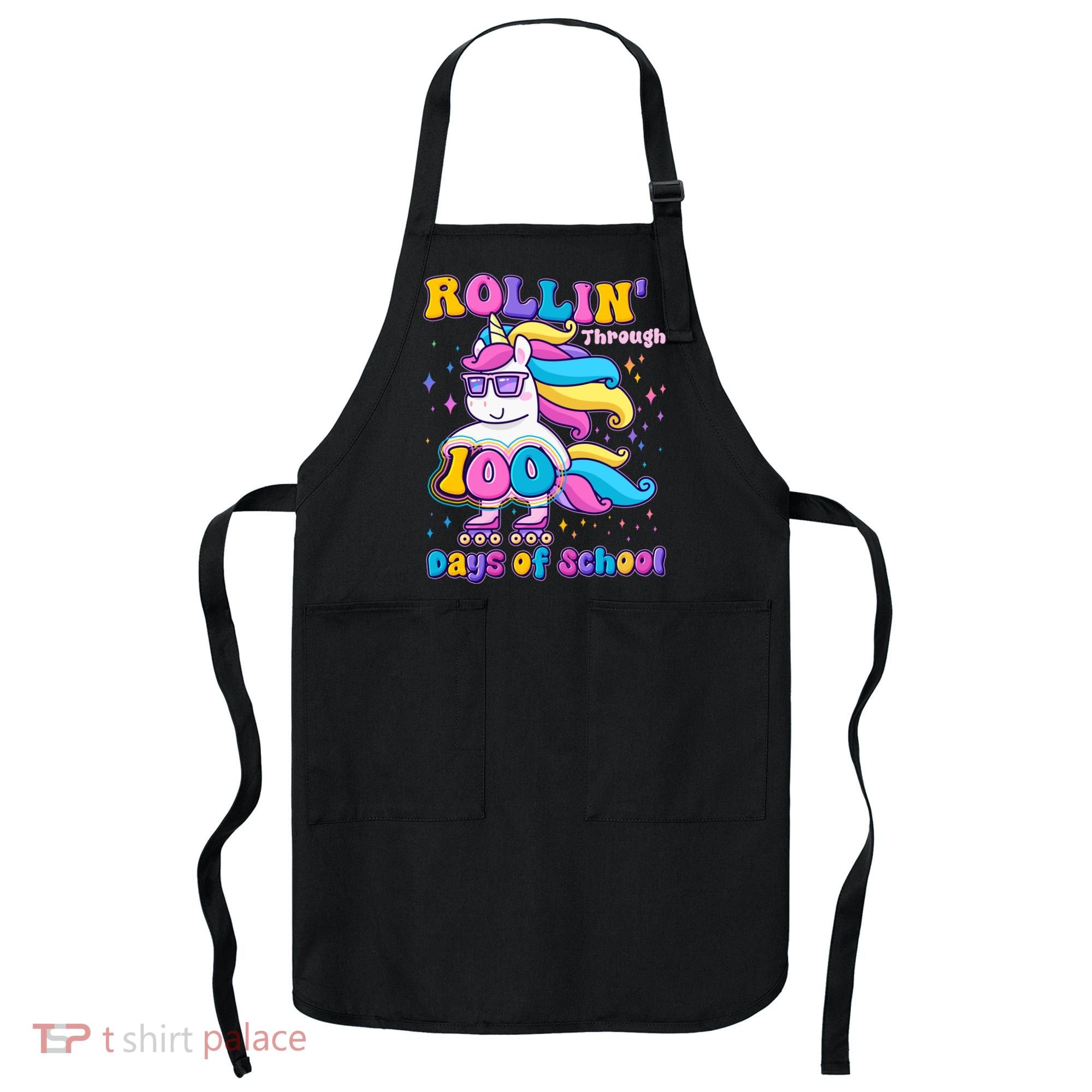 Rollin Through 100 Days Of School Roller Skating Unicorn Apron
