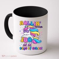 Rollin Through 100 Days Of School Roller Skating Unicorn Coffee Mug thumb 0