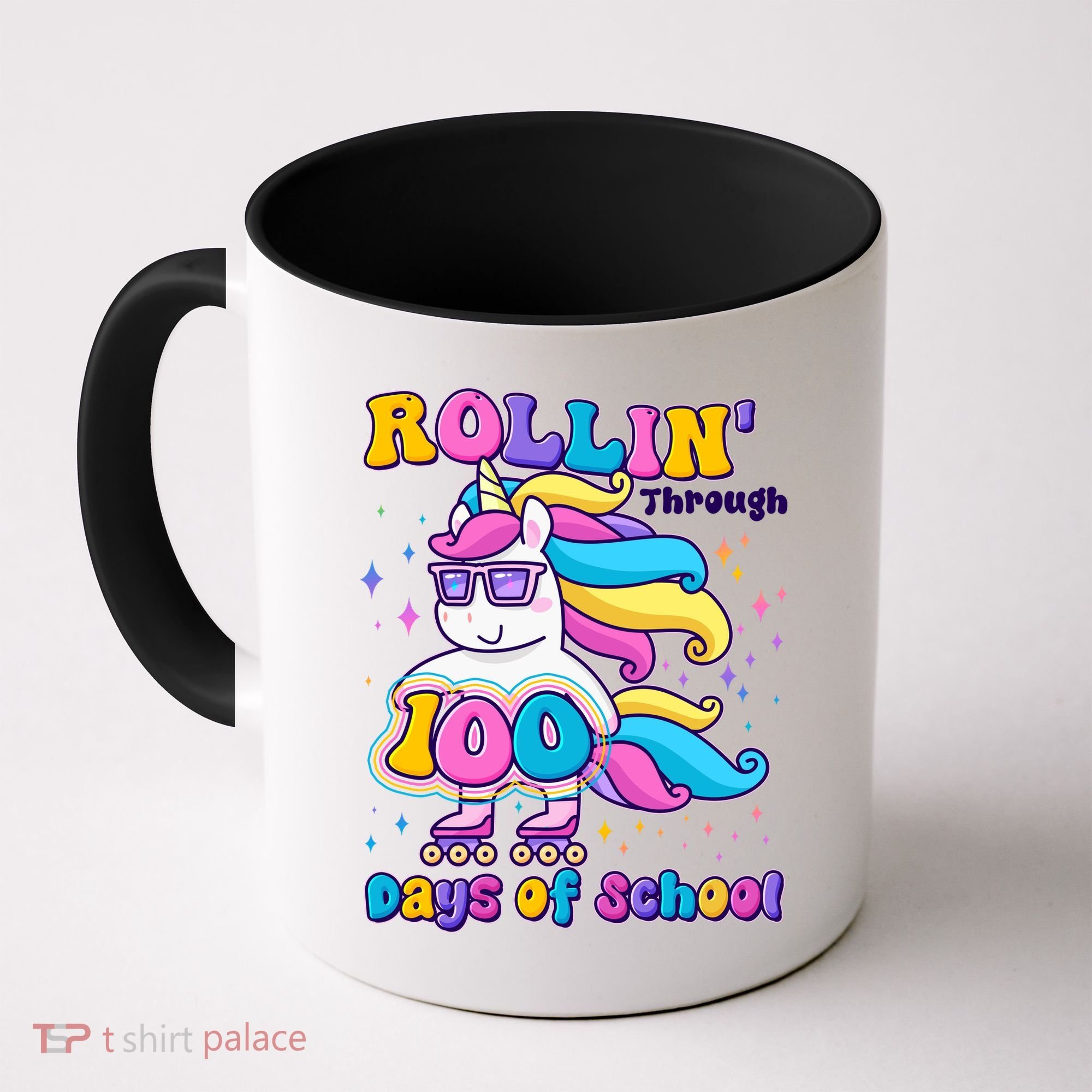 Rollin Through 100 Days Of School Roller Skating Unicorn Coffee Mug