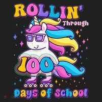 Rollin Through 100 Days Of School Roller Skating Unicorn Beanie thumb 2