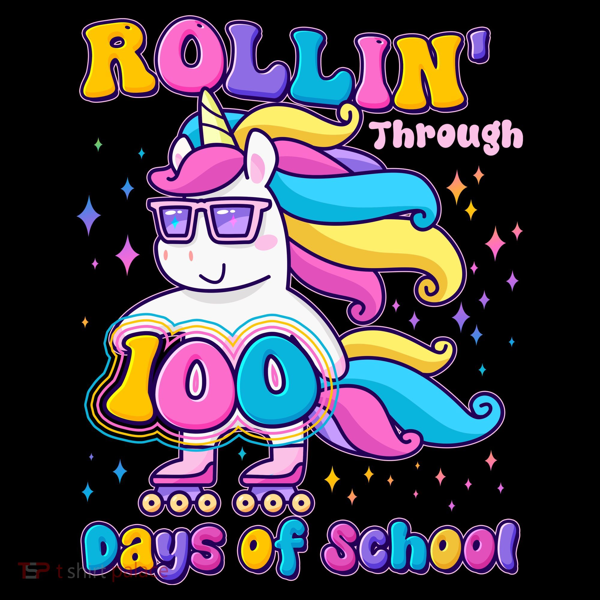 Rollin Through 100 Days Of School Roller Skating Unicorn Women's Hoodie