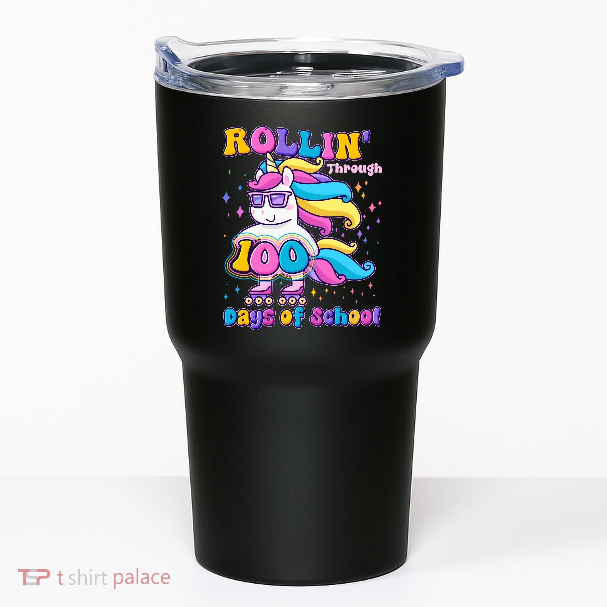 Rollin Through 100 Days Of School Roller Skating Unicorn Tumbler