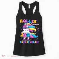 Rollin Through 100 Days Of School Roller Skating Unicorn Women's Tank Top thumb 0
