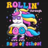 Rollin Through 100 Days Of School Roller Skating Unicorn Toddler Hoodie thumb 2