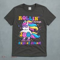 Rollin Through 100 Days Of School Roller Skating Unicorn T-Shirt thumb 5
