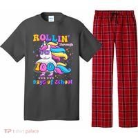 Rollin Through 100 Days Of School Roller Skating Unicorn Pajama Set thumb 0