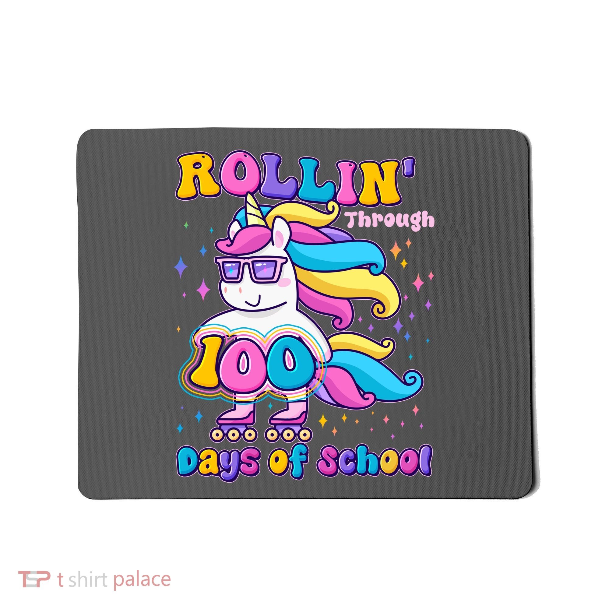 Rollin Through 100 Days Of School Roller Skating Unicorn Mousepad