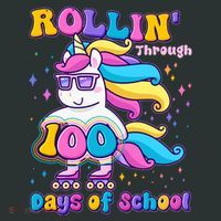 Rollin Through 100 Days Of School Roller Skating Unicorn Mousepad thumb 1