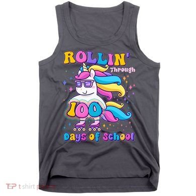 Rollin Through 100 Days Of School Roller Skating Unicorn Tank Top