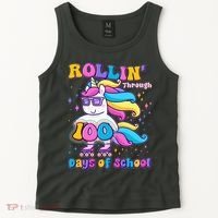 Rollin Through 100 Days Of School Roller Skating Unicorn Tank Top thumb 2