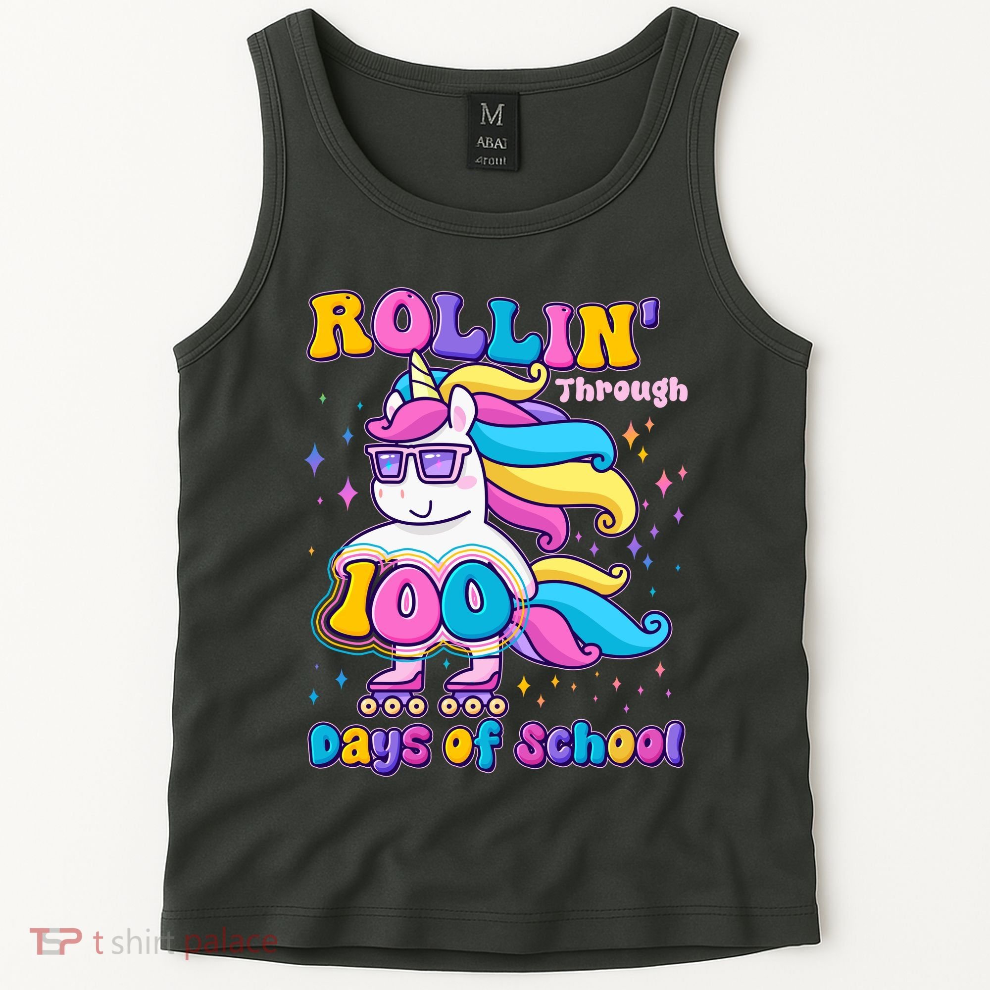 Rollin Through 100 Days Of School Roller Skating Unicorn Tank Top