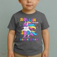 Rollin Through 100 Days Of School Roller Skating Unicorn Toddler T-Shirt thumb 2