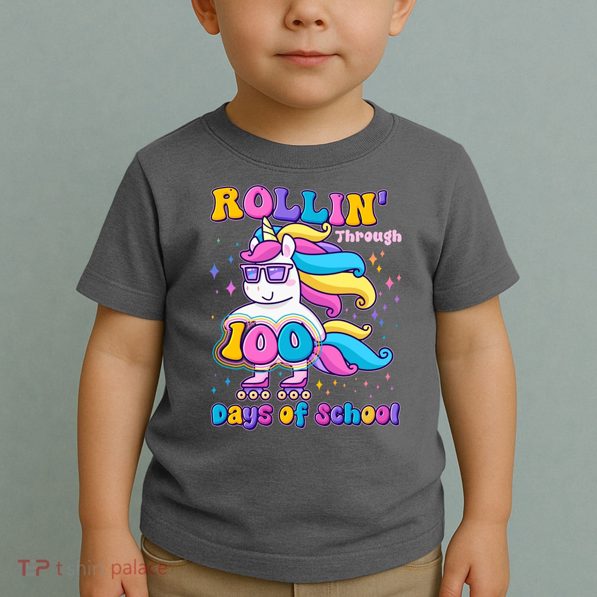 Rollin Through 100 Days Of School Roller Skating Unicorn Toddler T-Shirt