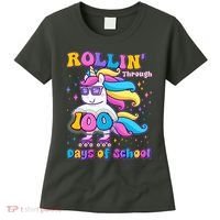 Rollin Through 100 Days Of School Roller Skating Unicorn Women's T-Shirt thumb 0