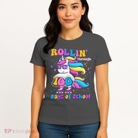 Rollin Through 100 Days Of School Roller Skating Unicorn Women's T-Shirt thumb 4
