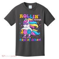 Rollin Through 100 Days Of School Roller Skating Unicorn Kids T-Shirt thumb 0