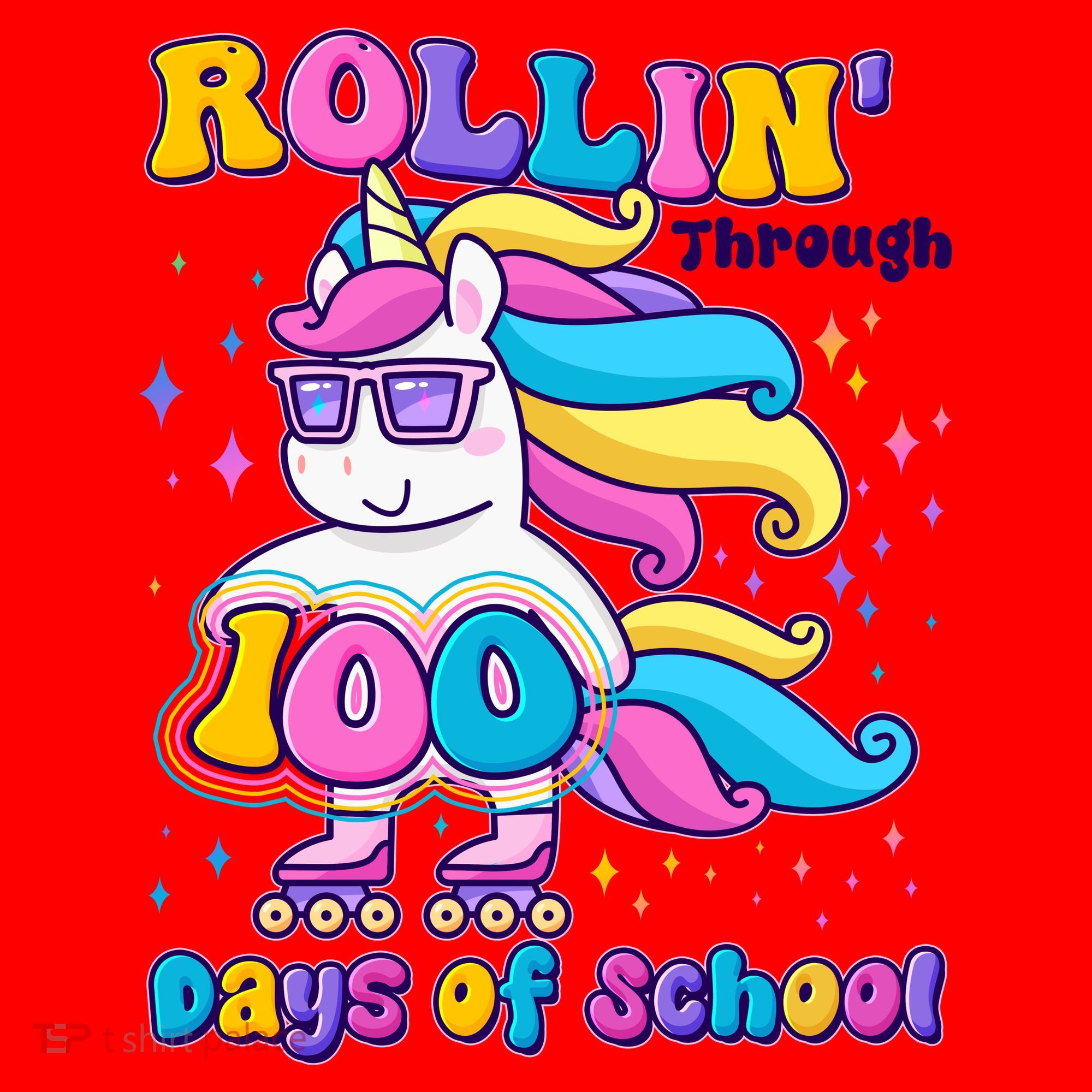 Rollin Through 100 Days Of School Roller Skating Unicorn Santa Hat