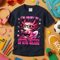 Ready To 6th Grade Axolotl Question First Day Of School Kids T-Shirt thumb 3