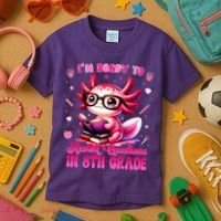 Ready To 8th Grade Axolotl Question First Day Of School Kids T-Shirt thumb 3
