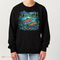 Retro Trout 90s Fishing Mountain River Women's Sweatshirt thumb 0