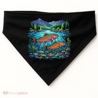 Retro Trout 90s Fishing Mountain River USA-Made Doggie Bandana thumb 0