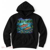 Retro Trout 90s Fishing Mountain River Hoodie thumb 0