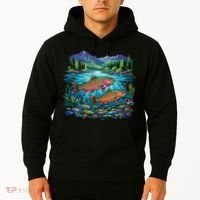 Retro Trout 90s Fishing Mountain River Hoodie thumb 2