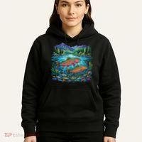 Retro Trout 90s Fishing Mountain River Hoodie thumb 5