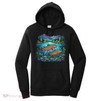 Retro Trout 90s Fishing Mountain River Women's Hoodie thumb 0