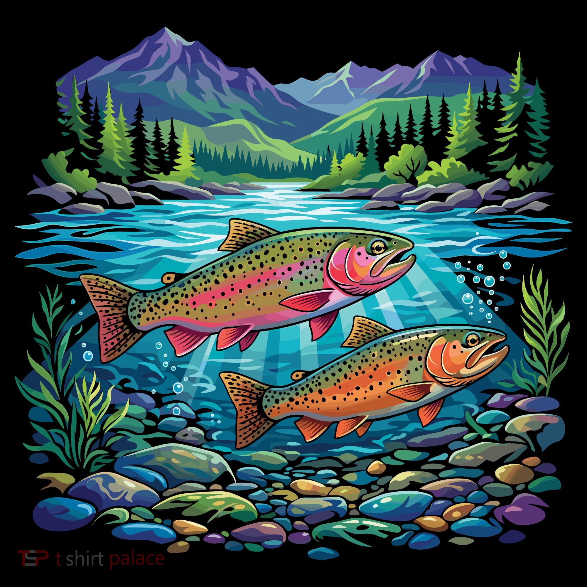 Retro Trout 90s Fishing Mountain River Women's Hoodie