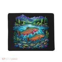 Retro Trout 90s Fishing Mountain River Mousepad thumb 0